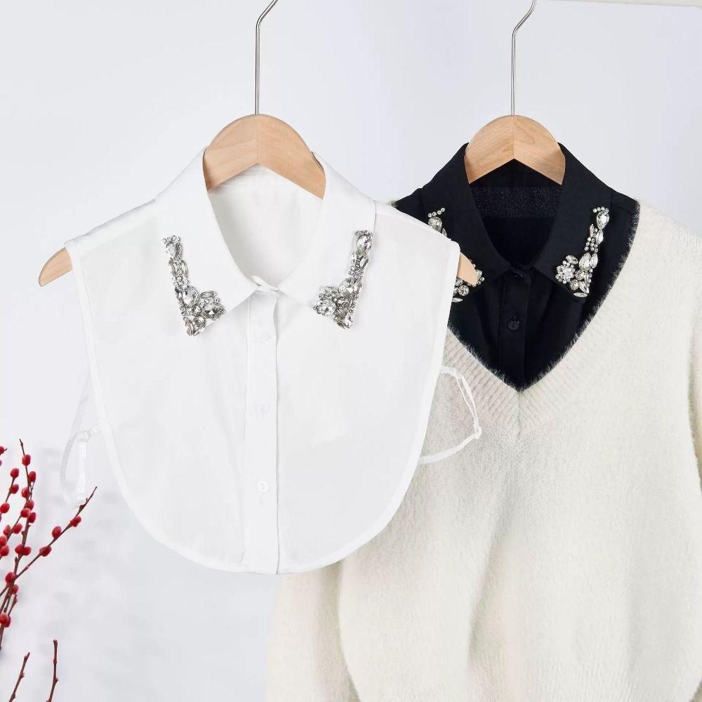 Lace Fake Collar Rhinestones Shirt Collar Versatile Accessory Detachable Collar Party Wear