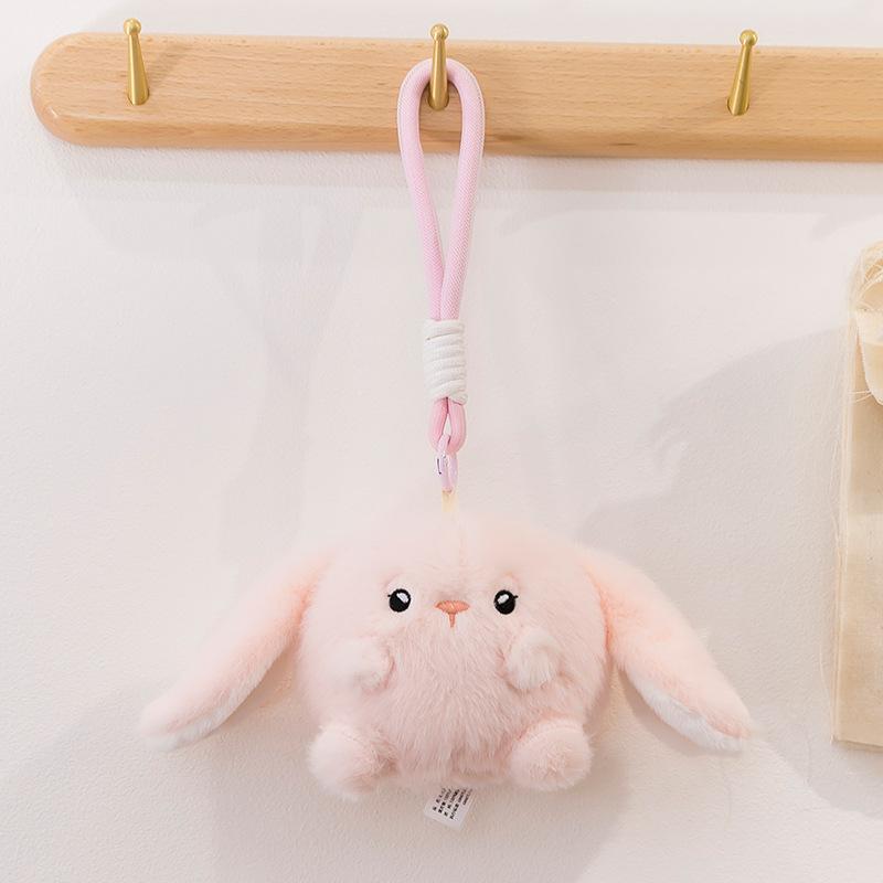 Creative Unzipping Pinch Ball Plush Keychain Cute Cow Rabbit Cat Backpack Pendant Cartoon Doll