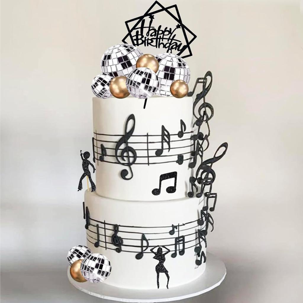 Disco Ball Music Dancing Themed Cake Cupcake Decorations with Mirror Balls for 70s 80s 90s Birthday Fever Wedding Party Supplies