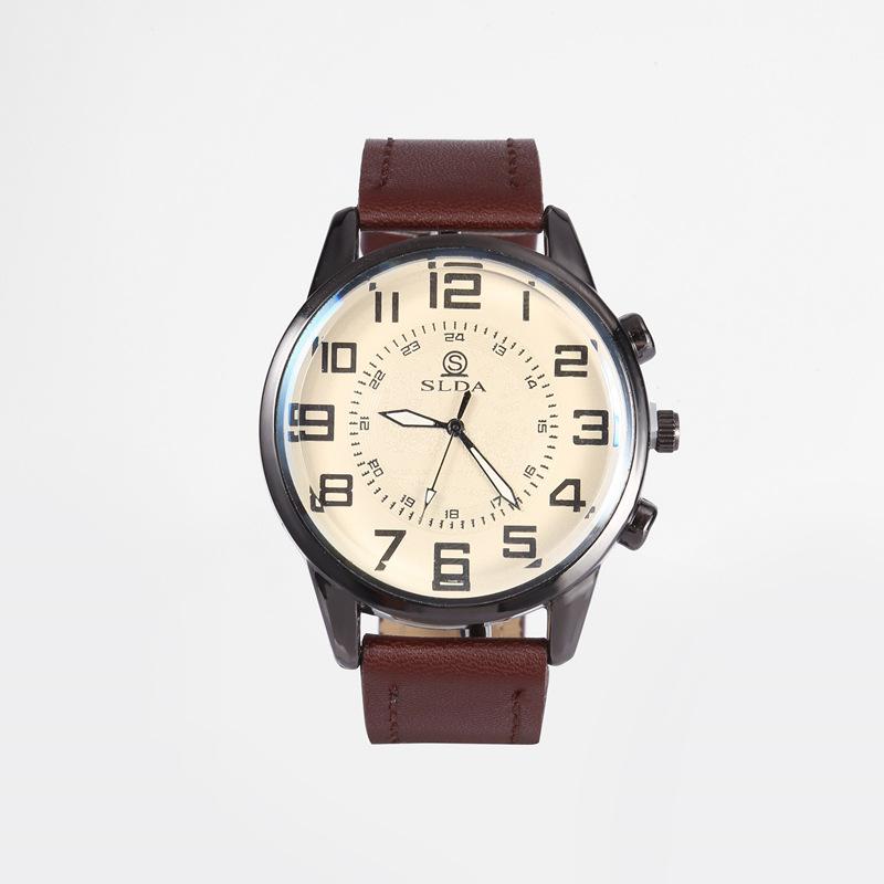 Fashion Business Belt Simple Men'S Watch Men'S Casual Retro Digital Dial Student Quartz Watch