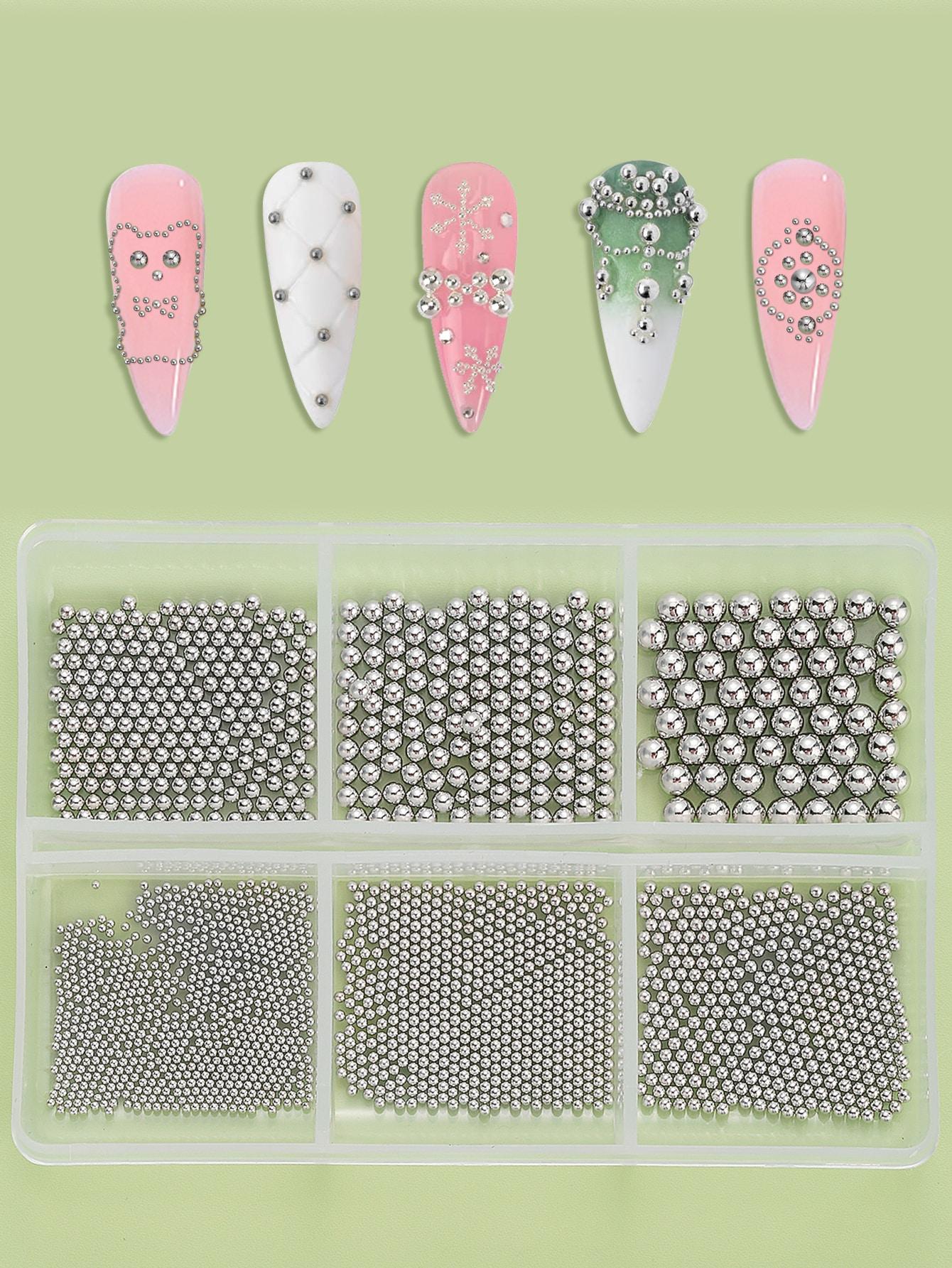 

Набор из 6 сеток, украшения для ногтей со стальными бусинами, самодельные подвески для ногтей, драгоценные камни для ногтей, принадлежности для ногтей