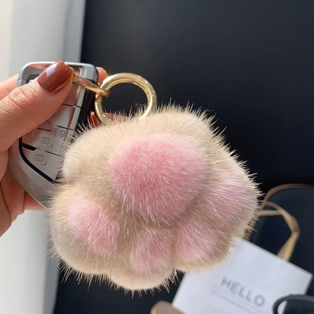 Love Cat's Paw Fur Keychain Stuffed Animal Plush Cat's Paw Pendant Bag Ornaments