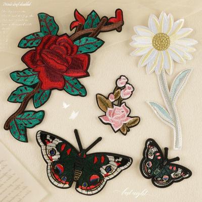 Rose Embroidered Iron-On Patch - Clothing & Apparel Accessory