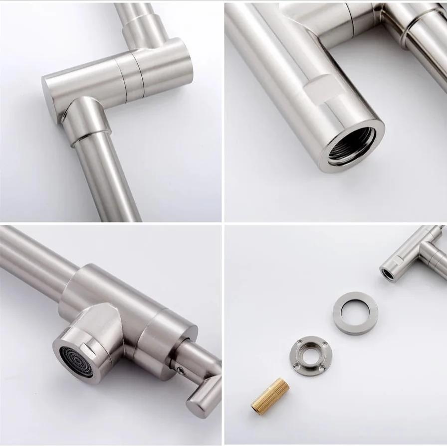 Wall hanging folding faucet 304 stainless steel kitchen stove house household can swing arm single cold double boiling tap