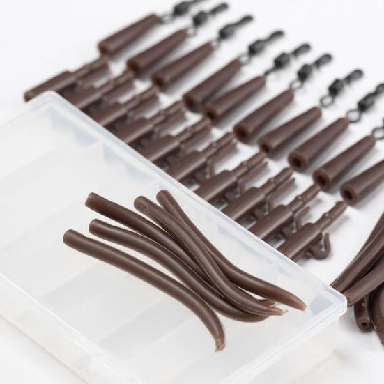40Pcs/Set Carp Fishing Accessories Set with Storage Box Portable Metal Swivels Soft Tubes Sleeves Carp Fishing Gear Equipment Kit
