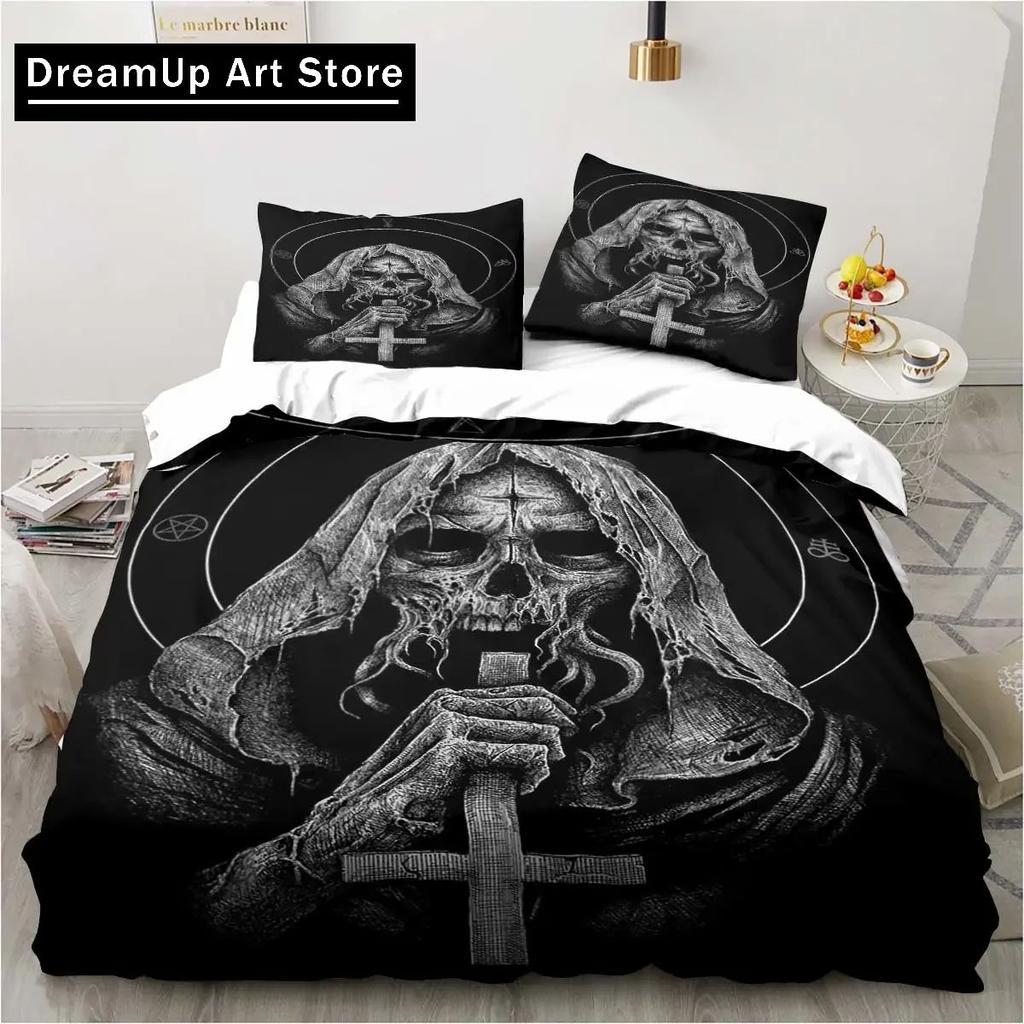 Baphomet Satan Demon Evil Christmas Navidad Bedding Set Boys Girls Twin Queen Full Size Duvet Cover Pillowcase Bed Adult