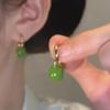 Green Double-Sided Heart Earrings - Fashionable Square Oil Drip Design