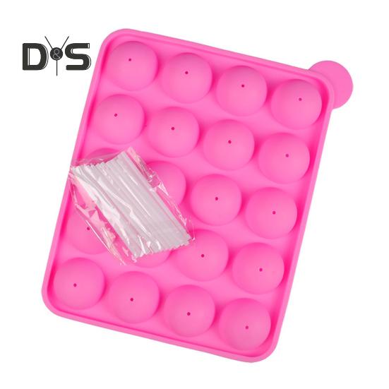 

Силиконовая форма с антипригарным покрытием, 20 ячеек, формы для выпечки кексов Lolly Pop с палочками, многоразовый семейный набор для выпечки домашних сладостей розовый