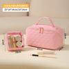 Large Capacity Travel Makeup Bag Set With Waterproof PVC Material Dual Compartment Handheld Cosmetic Organizer Women