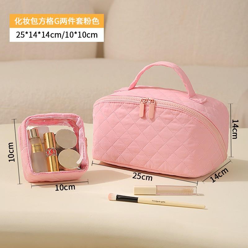 Large Capacity Travel Makeup Bag Set With Waterproof PVC Material Dual Compartment Handheld Cosmetic Organizer Women