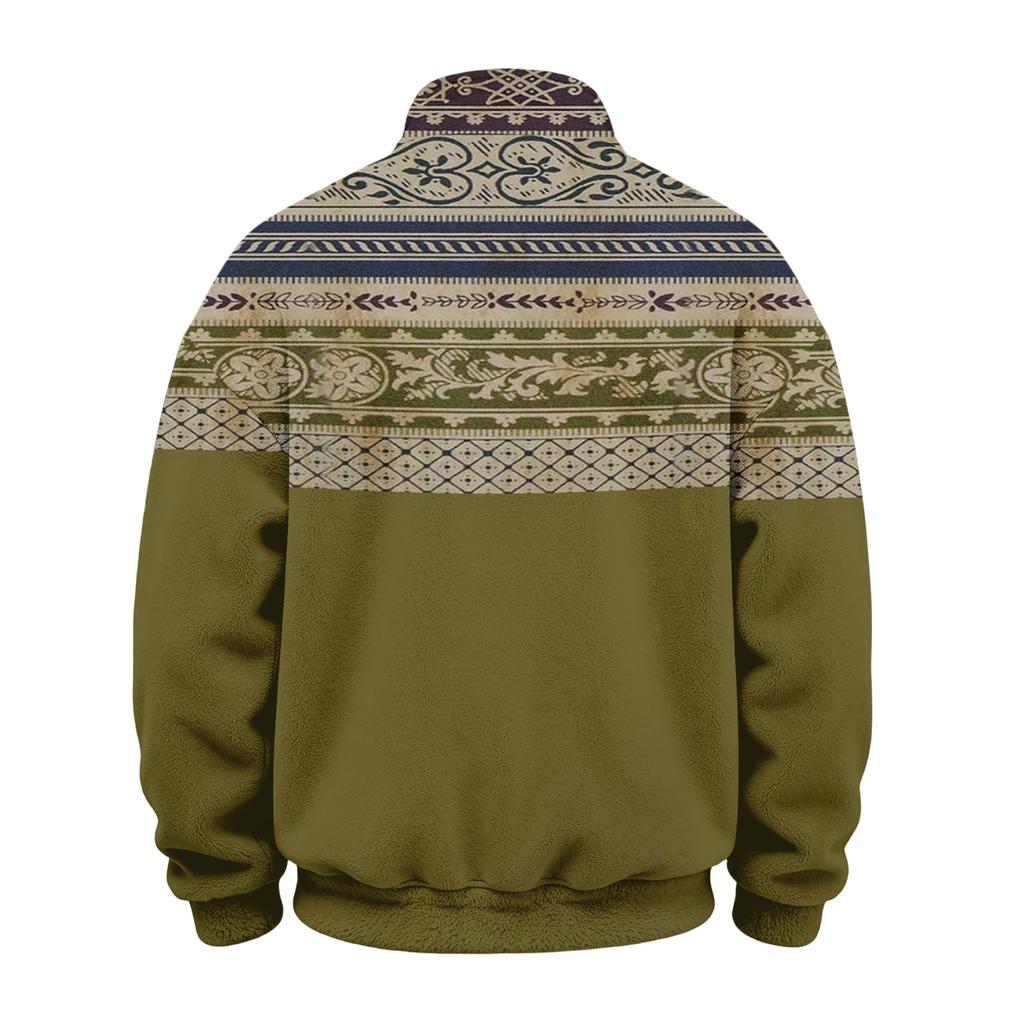 Men's Casual 1/4 Zip Flannel Long Sleeve Sweatshirt