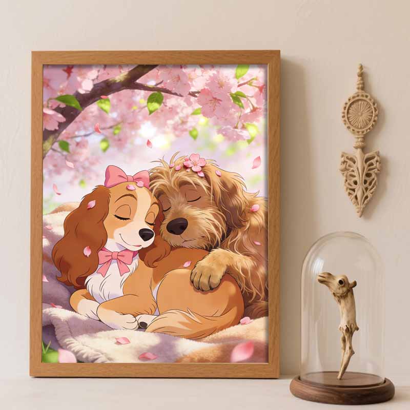 Disney Diamond Painting Kit Classic Cute Dogs Cherry Blossom Home Decor Craft Perfect Gift Idea Diamond Art Round 20x30cm