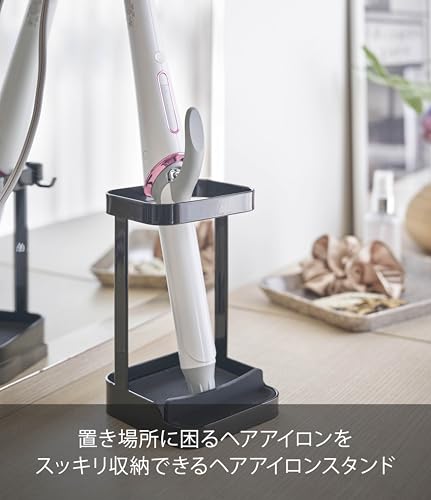Yamazaki Tower Hair Iron Stand with Heat-Resistant Tray, Black, Approx. 10.5 X 10.5 X 16.5 Cm, Tower Hair Iron Holder 5063