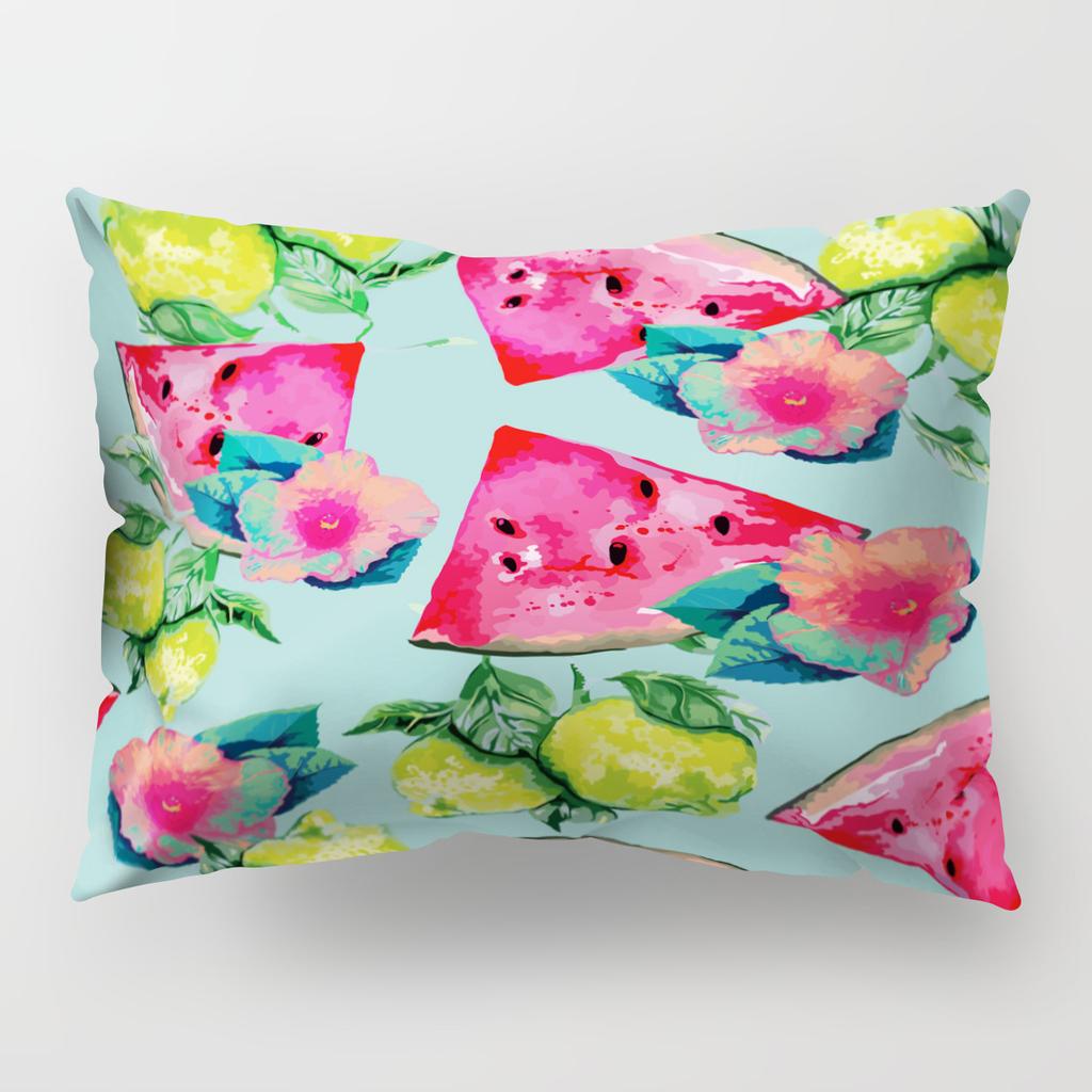 Ins Fruit Single Sided Polyester Pillow Case Watermelon Banana Pineapple Strawberry Pattern Waist Cushion Cover Bedside Pillow Case