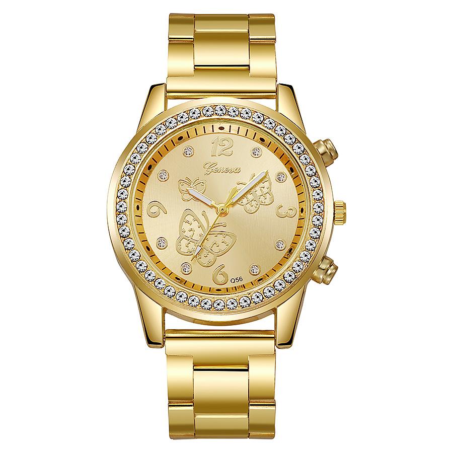 Fashion Ladies Business Steel Belt Diamond Watch Luxury Casual Round Rhinestone Butterfly Quartz Wristwatch Relogio Feminino
