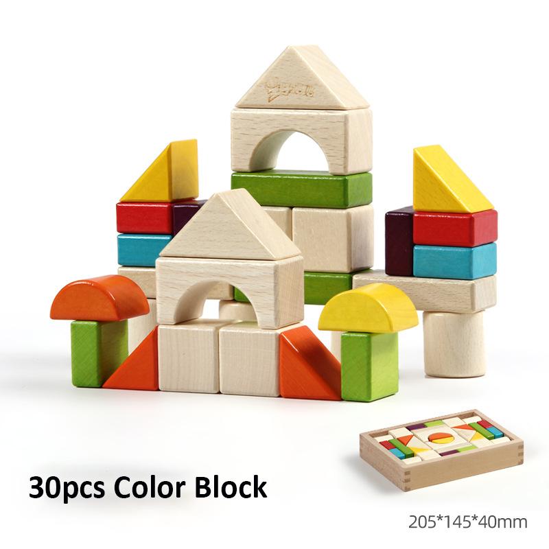 

Wooden Building Block Montessori Toy Large Particles Colored Shape Cognitive Educational Toy For Kids Construction Preschool Toy