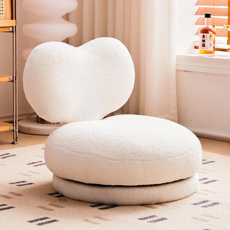 Home Children's Sofa Chair,Rotating Solid Wood Low Stool,Single Lamb Fleece Footstool, Living Room Balcony Reading Chair for Kid