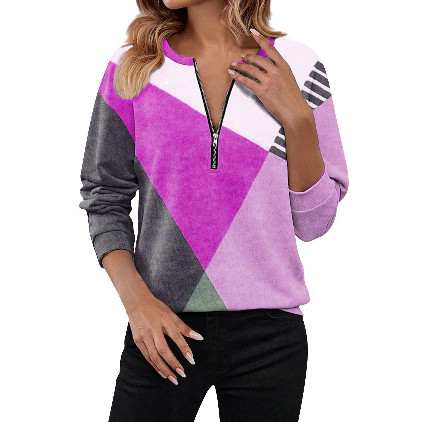 

Женские топы и зимняя толстовка свободного кроя с длинным рукавом и V-образным вырезом в тон XL фиолетовый