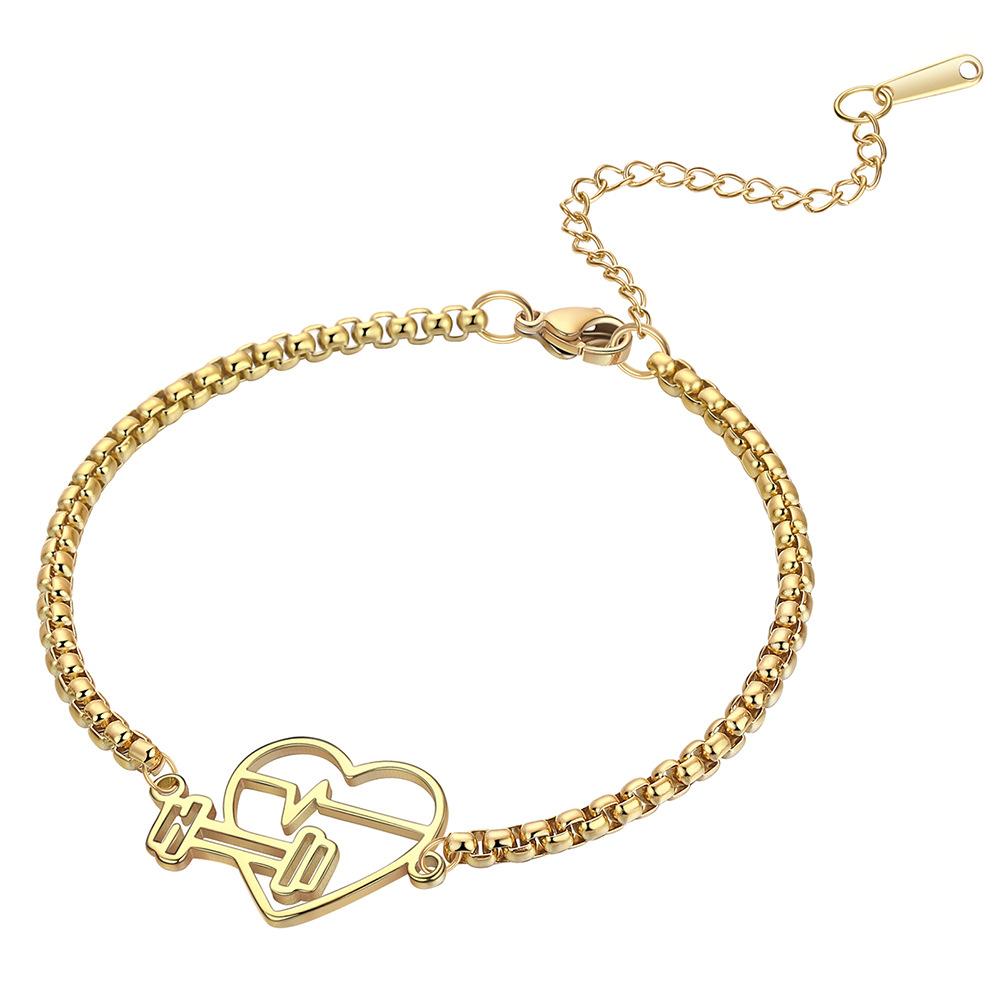 Simple Dumbbell Heart ECG Bracelet Fashion Versatile Jewelry Gift For Best Friend Girlfriend