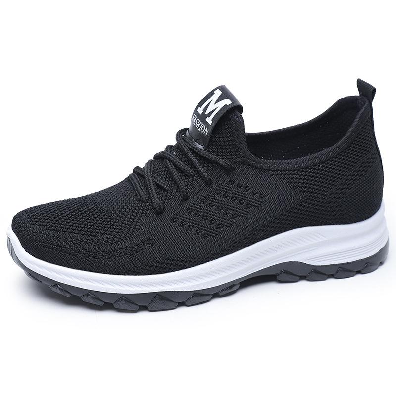 Outdoor Casual Women's Shoes, Fly-woven Breathable Mesh Shoes for Women, Middle-aged and Old, Shallow-mouth Flat-soled Walking Shoes for Women