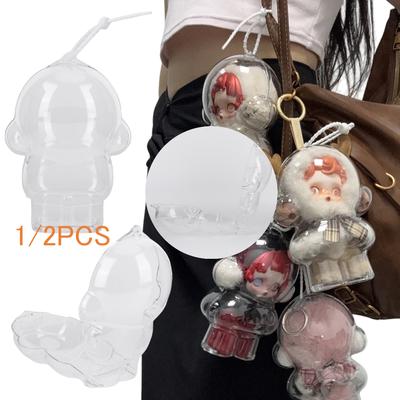 1/2PCS Acrylic Transparent Protective Case Doll Dust Case Storage Case with Strap for Skull Panda Winter Movement for SP Doll