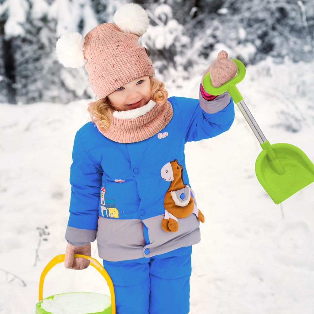 Children's Hat Scarf Gloves Three Piece Set Plus Velvet Warm Wool Ball Knitted Hat Kindergarten Winter