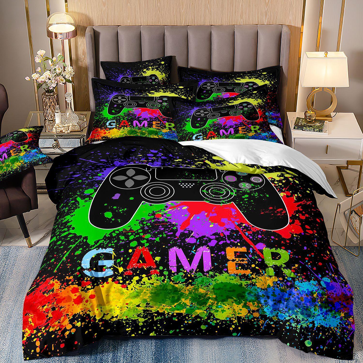 

3D Gamepad Bedding Set Microfiber Quilt Cover Three-Piece Set AU Single 140x210cm
