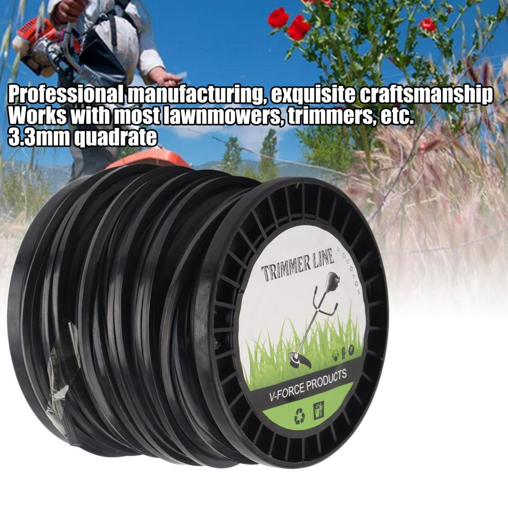 3.3mm String Trimmer Line High Cutting Efficiency Low Noise Quadrate Black Trimmer Line for Most Lawn Mowers Farm