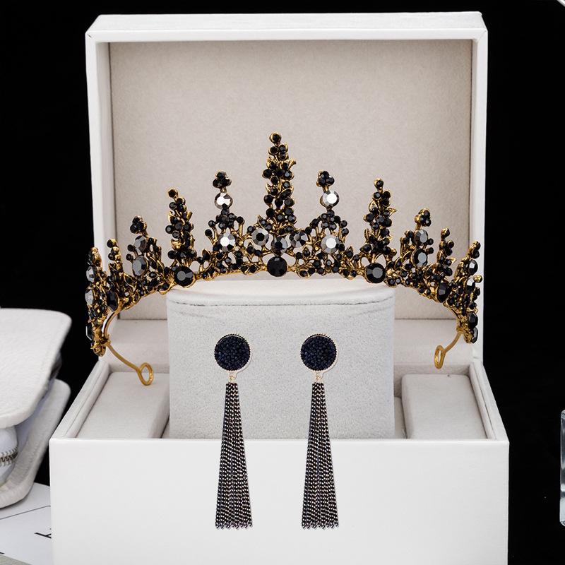 Black Retro Crown Headdress 18th Birthday Adult Ceremony Bride Photo Crown Photo Props