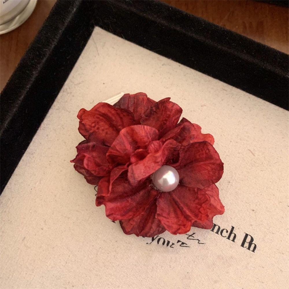Pearl Silk Flower Hairpin Korean Style Girl Hair Clip Cute Flower Hair Clip  Holiday