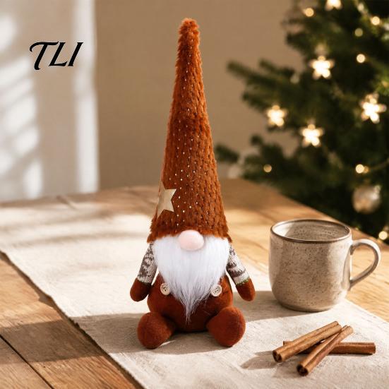 Plush Holiday Table Ornaments Christmas Knit Gnome Plush, Nordic Forest Elf Faceless Doll Figurine Decorative Stuffed Dolls for Shelf, Soft