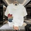 Men's Leaf Print T-shirt Cotton Round Neck Short-sleeved Top Summer Casual Loose Tee Shirt for Daily Life Sports Beaches