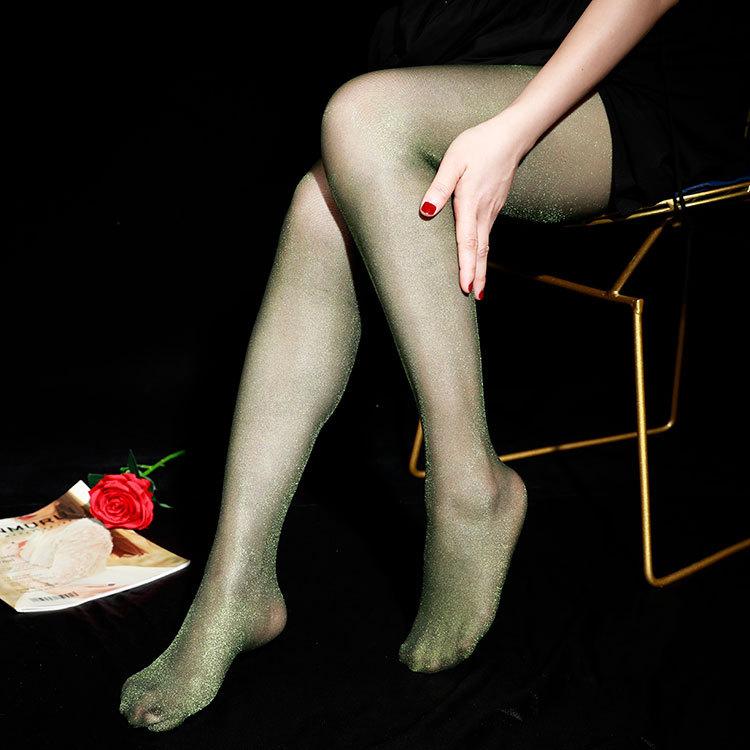 Shiny Gold and Silver Men's Sexy Stockings Base 1 Shiny Pantyhose Silver Glitter Fantasy Night Glow Fun Flirting Socks
