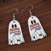 Halloween Ghost Earrings Wood Ghost Holding Book Earrings Halloween Party Jewelry for Women Makeup And Everyday Wear