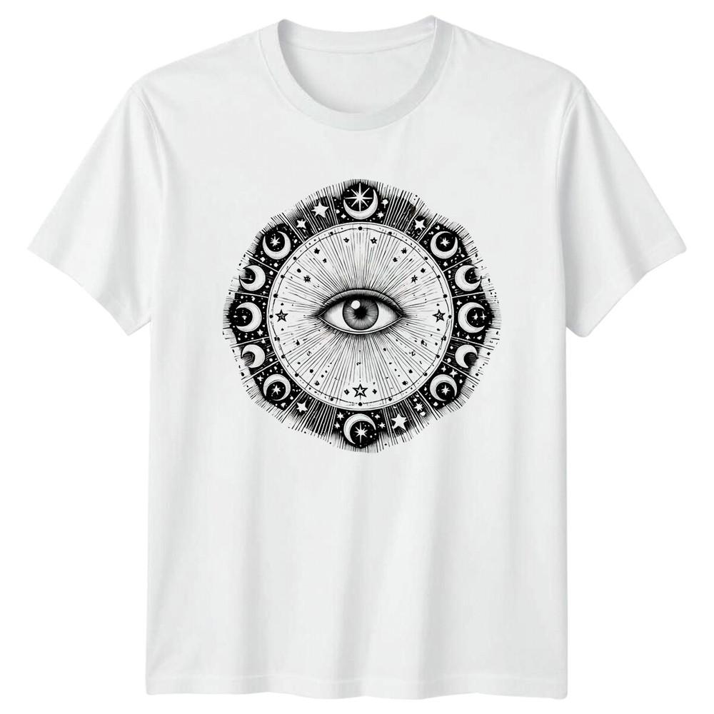 Celestial Eye Moon Phases Stars Graphic TShirt Magic Occult Witchy S