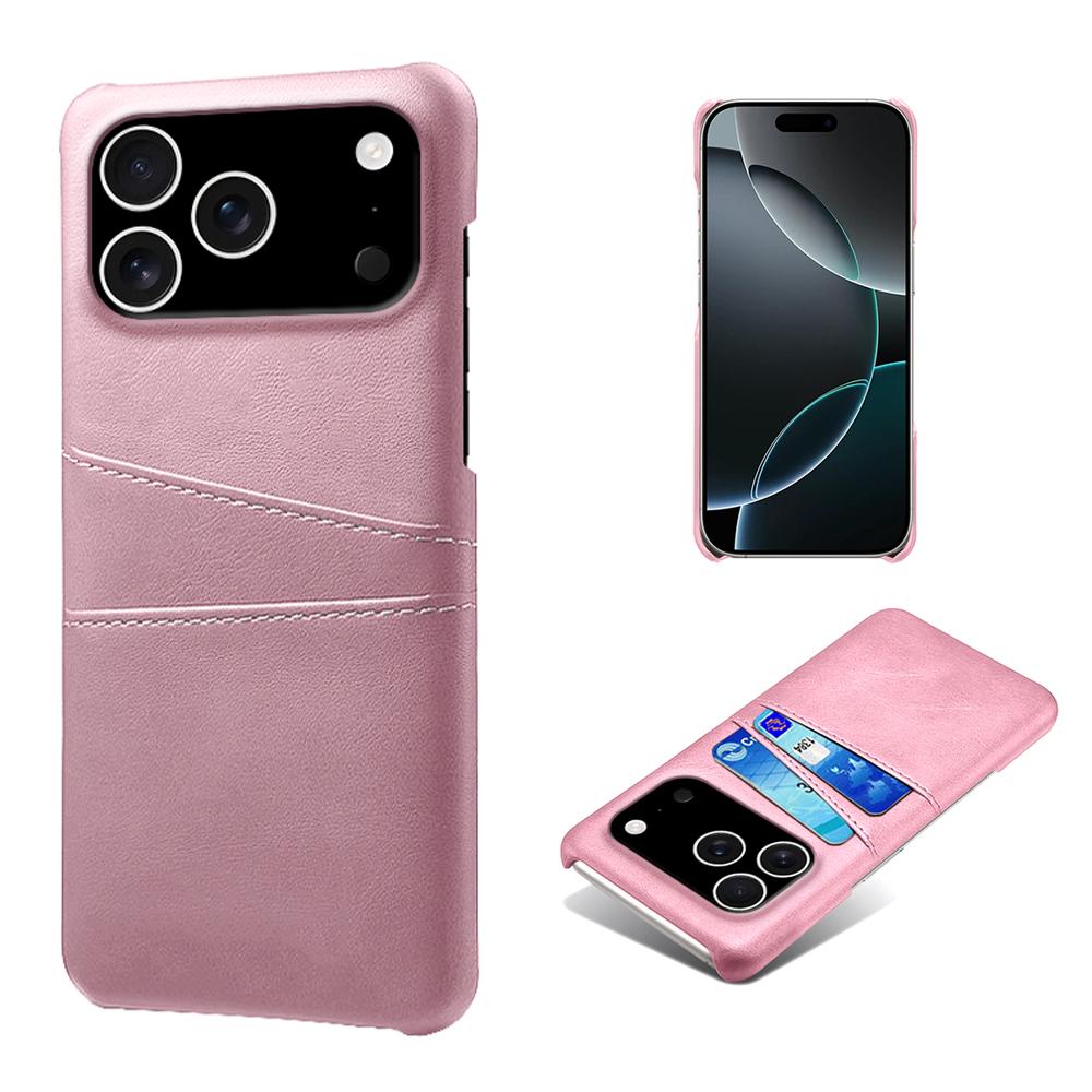 For iPhone 17 Pro Case Dual Card Slots PU Leather + Hard PC Phone Cover