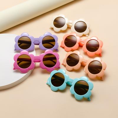 Children'S Flower Sunglasses Multi-Color Round Frame Sunglasses Cute Baby Uv-Proof Sunglasses
