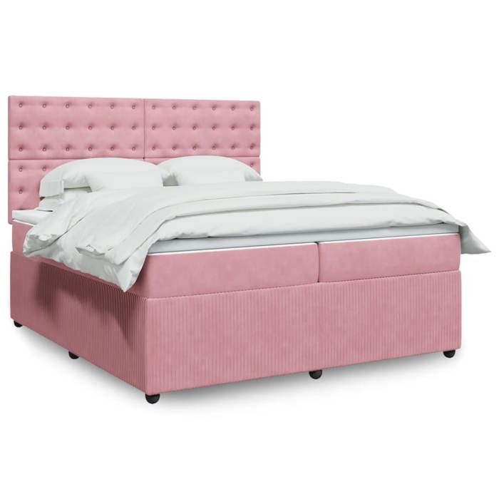 VidaXL Sommier à lattes de lit avec matelas Rose 200x200 cm Velours 3294747