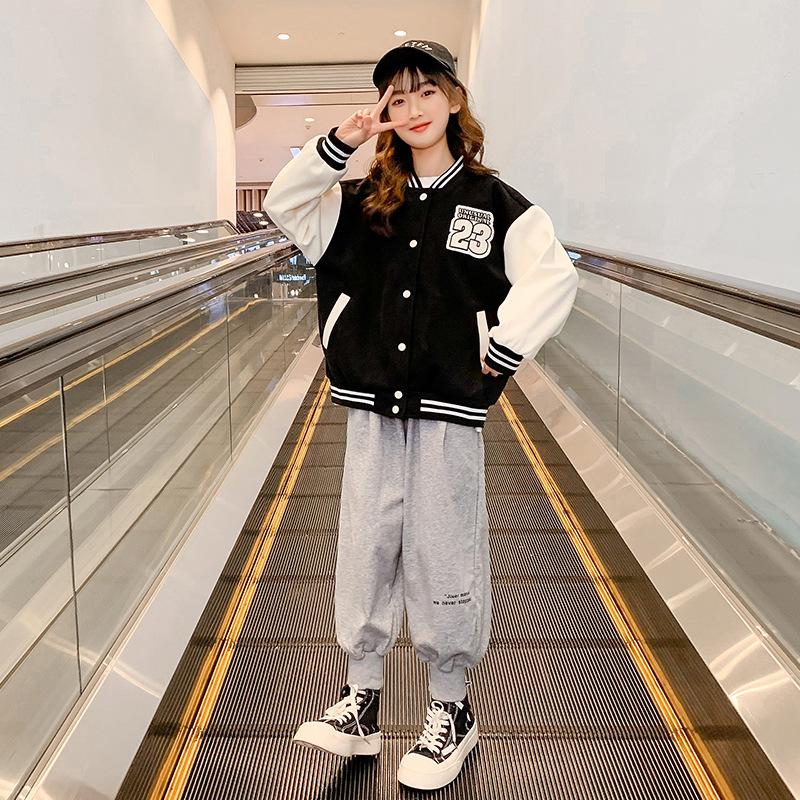 2 barvy dívčí bundy dětské baseballové uniformy oblečení 5-14 let dětské sportovní oblečení kreslené bundy