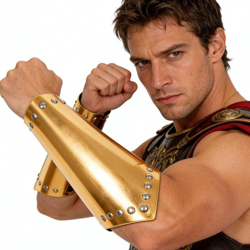 Silver Gold Rivet Knight Arm Guard Role Playing Cosplay Arm Cuff Medieval Bracers Training