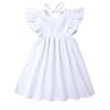 Sommer-Baumwoll-Leinenkleid für Mädchen 2026 mit Spitzenkragen & Fledermausärmeln