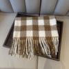 Checkered Wool Tassel Scarf Coldproof Women Cashmere Shawl Fashion Winter Cashmere Scarves  Girls