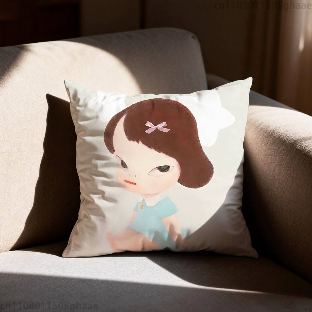 Creative Yoshitomo Nara  Pillow Case Sofa Living Room Bedroom Headboard Backrest Cushion Square Cushion Nap Time