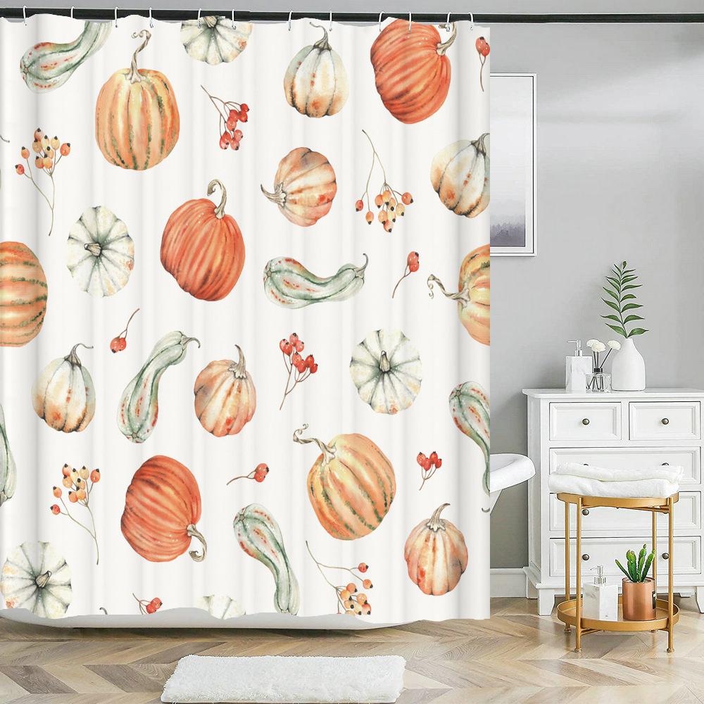 Frucht Duschvorhang Orange Banane Pfirsich Wassermelone Muster Niedliche Kinder Badezimmer Deko Polyester Stoff Wasserdicht Badevorhang