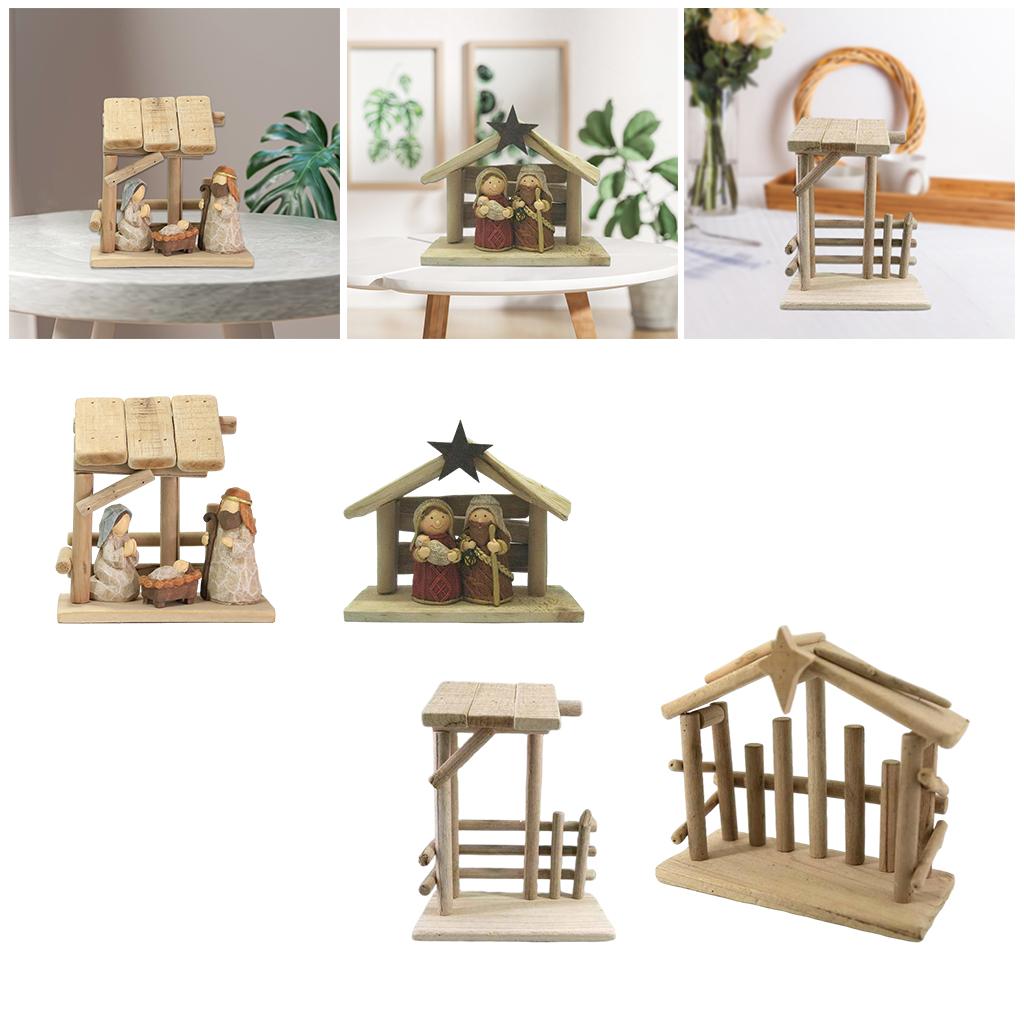 1pc Christmas Nativity Scene Figurines Statue Manger Ornament Home Office