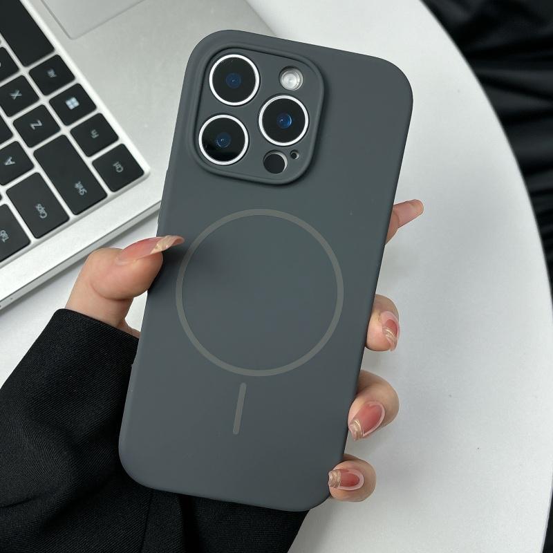 

Оригинальный жидкий силиконовый мягкий магнитный чехол для iPhone 16 15 14 Plus 13 12 Pro Max Защита объектива Беспроводная зарядка Однотонная крышка For iPhone 14 Plus