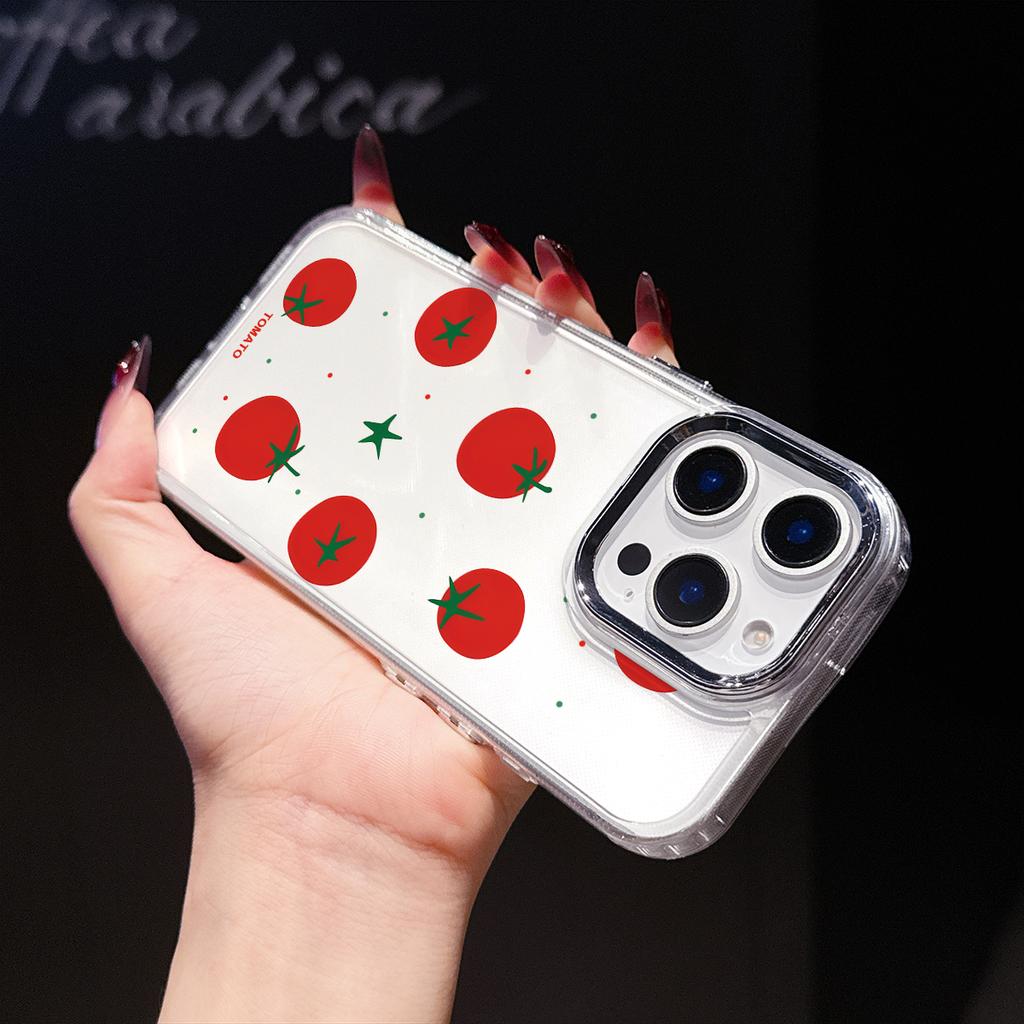 Clear Tomato Phone Case for iPhone 17 Air 16E 16 15 Pro Max 14 Plus 13 12 Mini X Xs 8 7 Soft TPU Cover Coques Accessory