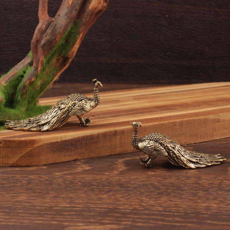 New 1pc Peacock Ornament Home Decor Statue Figure Brass Chinese Handicraft Decoration Small Brass Ornament