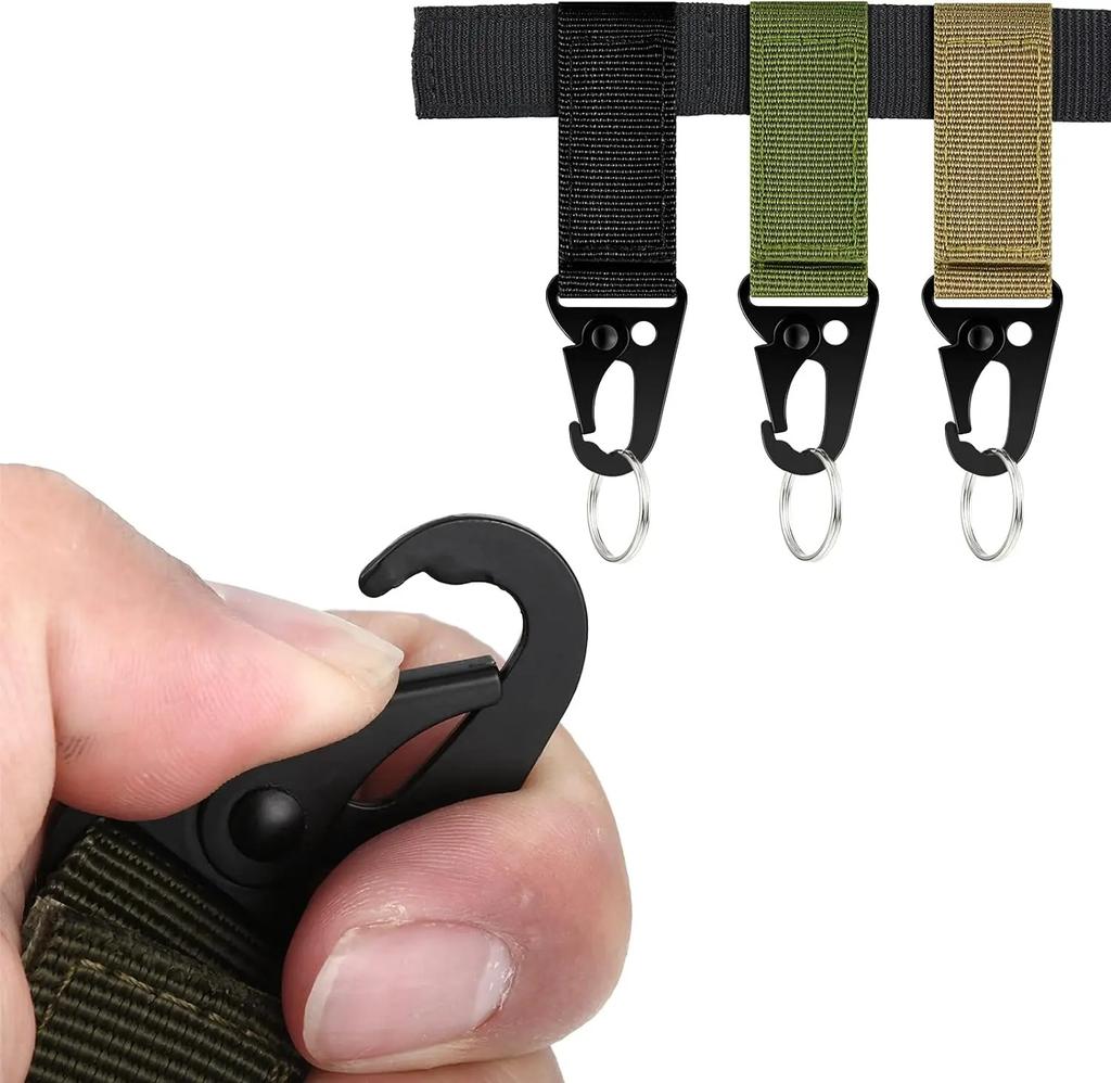 Tactical Nylon Webbing Buckle Carabiner Hook EDC Molle Backpack Belt Clip Keychain Hanger For Outdoor Climbing Camping