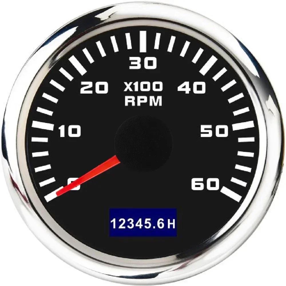 2" 52mm Tachometer 7 Color Backlight Tach Car Gauge Waterproof Digital LCD Hour Meter for Universal 12V24V Car Marine Boat Yacht